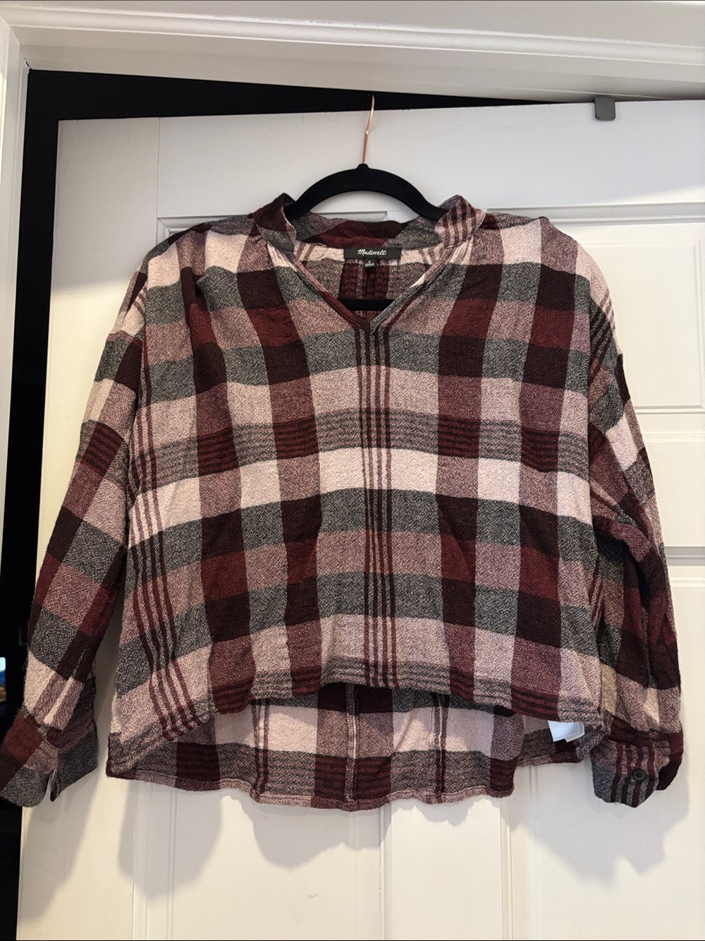 Madewell Plaid Pullover Long Sleeve Blouse